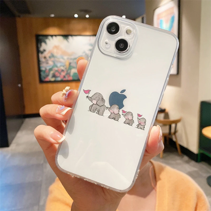 Silicone Clear Cover Cartoon Luxury Couple Style Phone Case