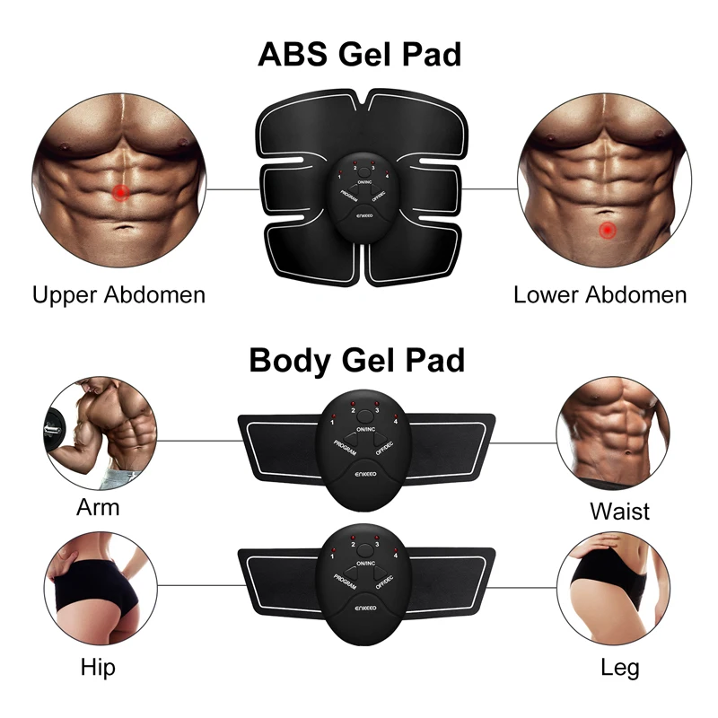Electrode pads stimulator Electrical massager Electric Wireless Muscle Stimulator Ems Buttocks Hips Trainer Abdomen ABS Stimulator Fitness Body Slimming Massager