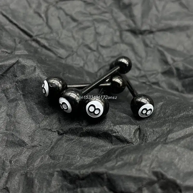 1pc Black Number 8 Billiards Ball Tongue Nail Women Cool Punk Sexy Tongue Ring Charm Trend Body Piercing Jewelry piercing jewelry body piercing jewelry body jewelry