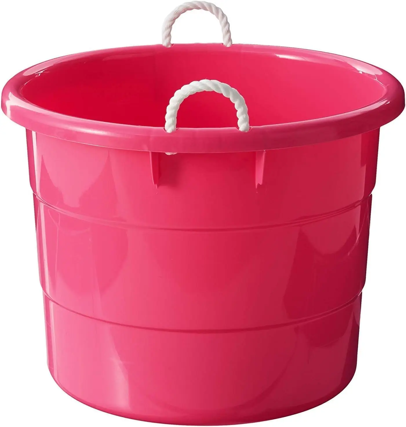2-Pack Utility Tub, Large Plastic Storage Bucket with Rope Handles, 18 Gallon, Pink - Portable Indoor and Outdoor Buckets