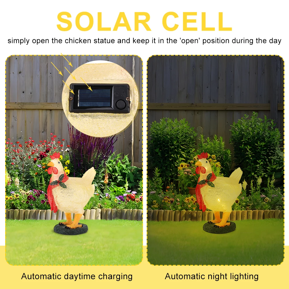 Waterproof Resin Solar Chicken Garden Lamp