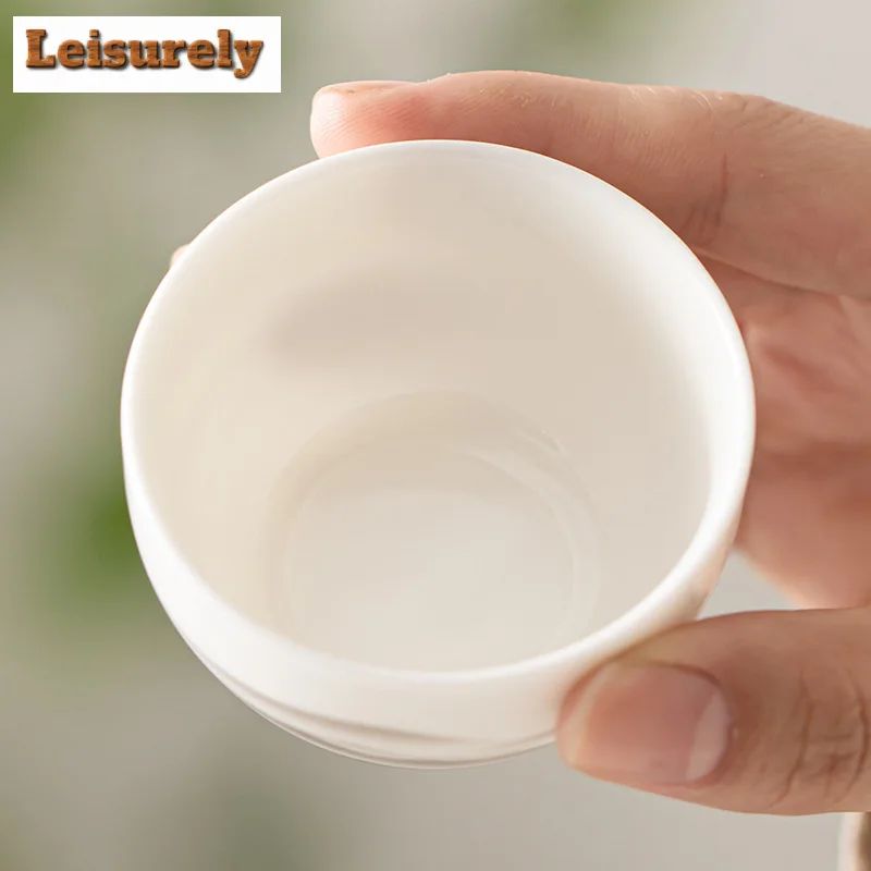 2pc/set Sheep Butter Jade Porcelain Teacup Ink Mountain Master Cup Small Tasting Tea Bowl Arhat Personal Mug Zen Kung Fu Teaware