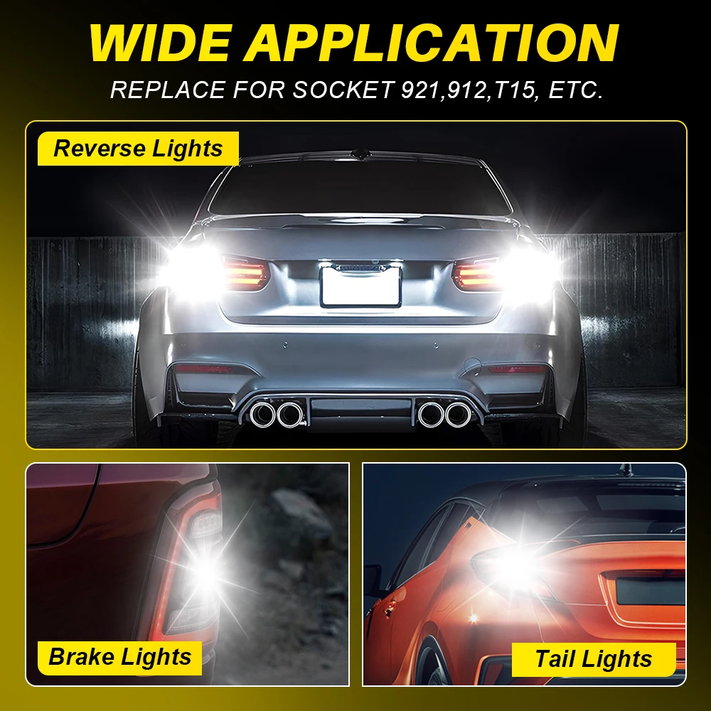 AUXITO LED ��� ������, �ſ� ���� �ڵ��� �극��ũ ����, ������, ĵ���� 6000K, 12V, 921 912, W16W, T15, 2 ��