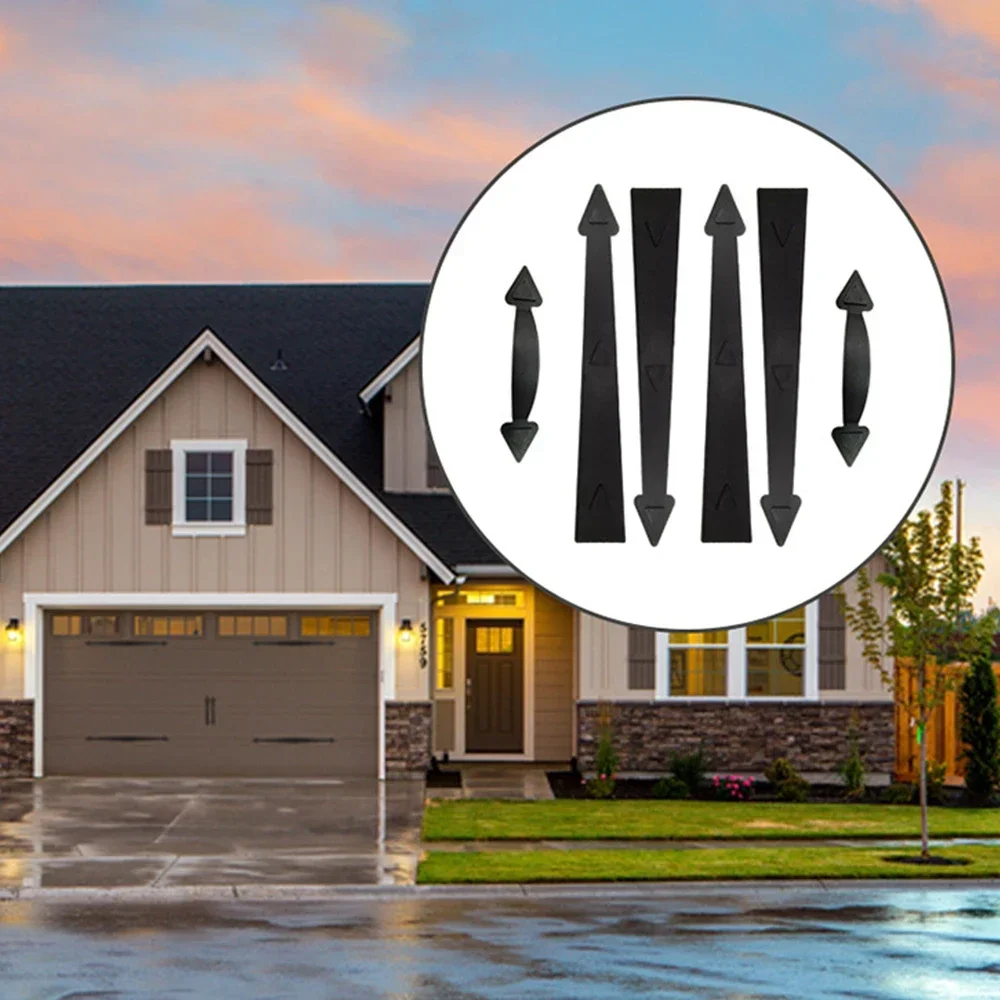 1set Magnetic Garage Door Hardware garage door hardware Garden Shed Barn Faux 4 Hinge & 2 Handle Kit Carriage Couch House Curb Appeal Home Decorative
