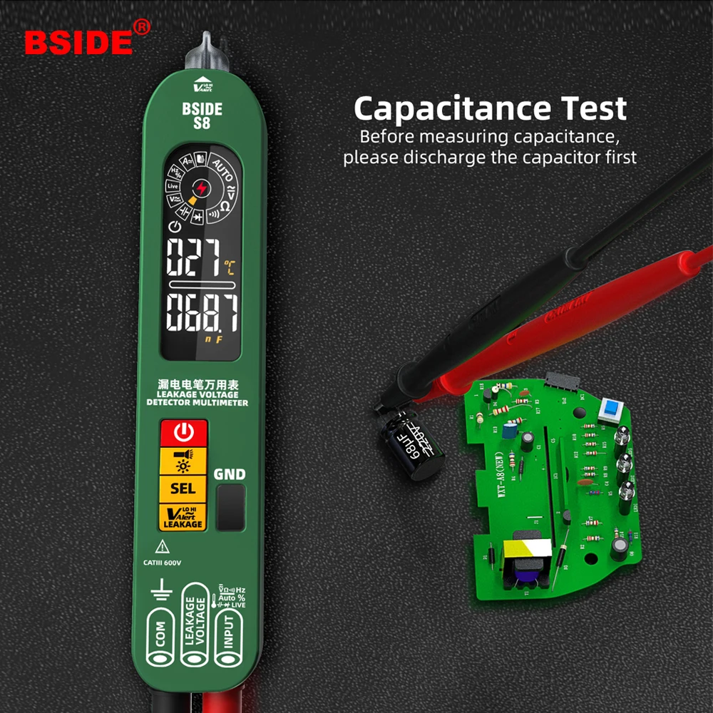 

Цифровой мультиметр BSIDE S8, профессиональный бесконтактный Тестер Напряжения постоянного и переменного тока с автоматическим выбором диапазона для измерения непрерывности в реальном времени