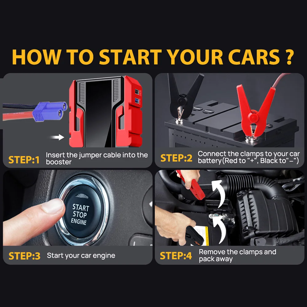 Close view of jump starter body