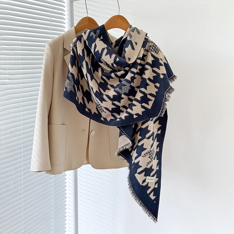 2025 Women's Luxury Brand Cashmere Winter Shawl - Vintage Allover Pattern Printed with Tassels, Pashmina Wrap & Bandana