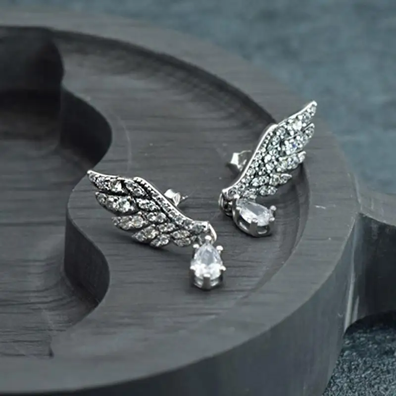 2022 Authentic 925 Sterling Silver Earring Sparkling Star Blue Gem Golden Heart Halo Stud Earrings Women Jewelry BirthdayGift