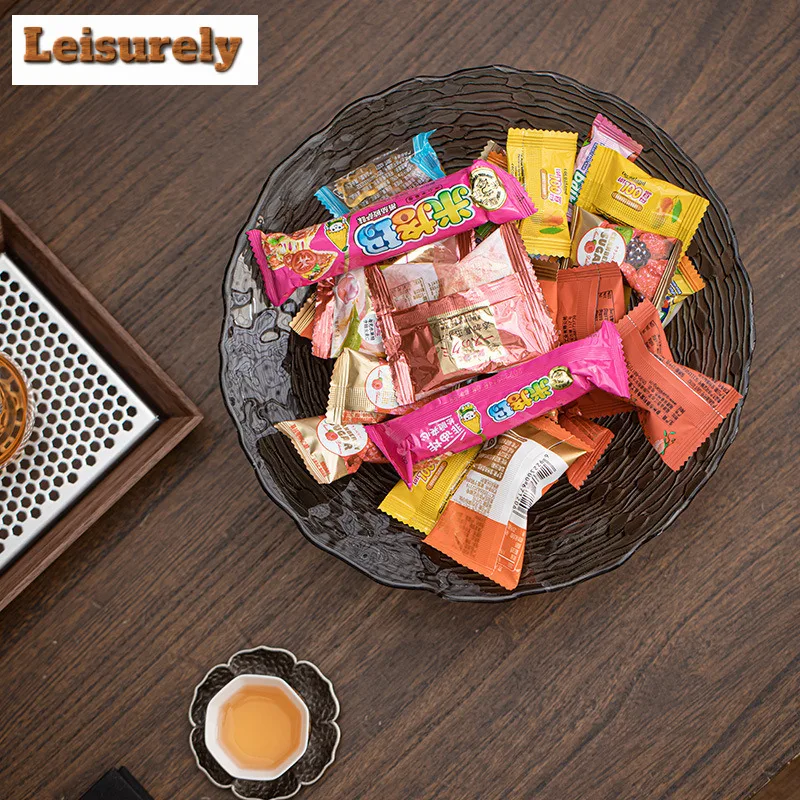 High-legged Ocean High Foot Glass Fruit Dishes Japanese Pastry Plate Dried Fruit Snack Plate Household Serving Tray Ornaments