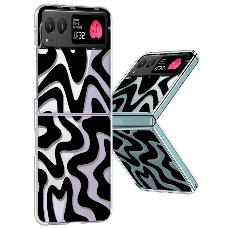 Stripe Pattern Shockproof Clear Folding Phone Case - Slim Transparent Hard Back Cover