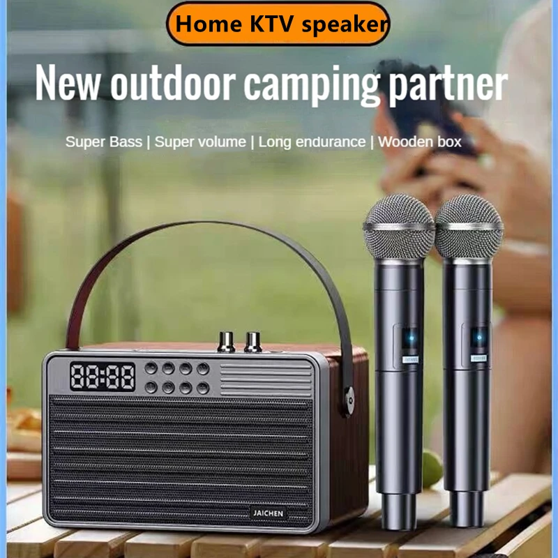 

60W Caixa De Som Bluetooth Speaker Portable Microphon Karaoke Family Ktv Subwoofer Retro Outdoor Wireless Surround Sound Boombox