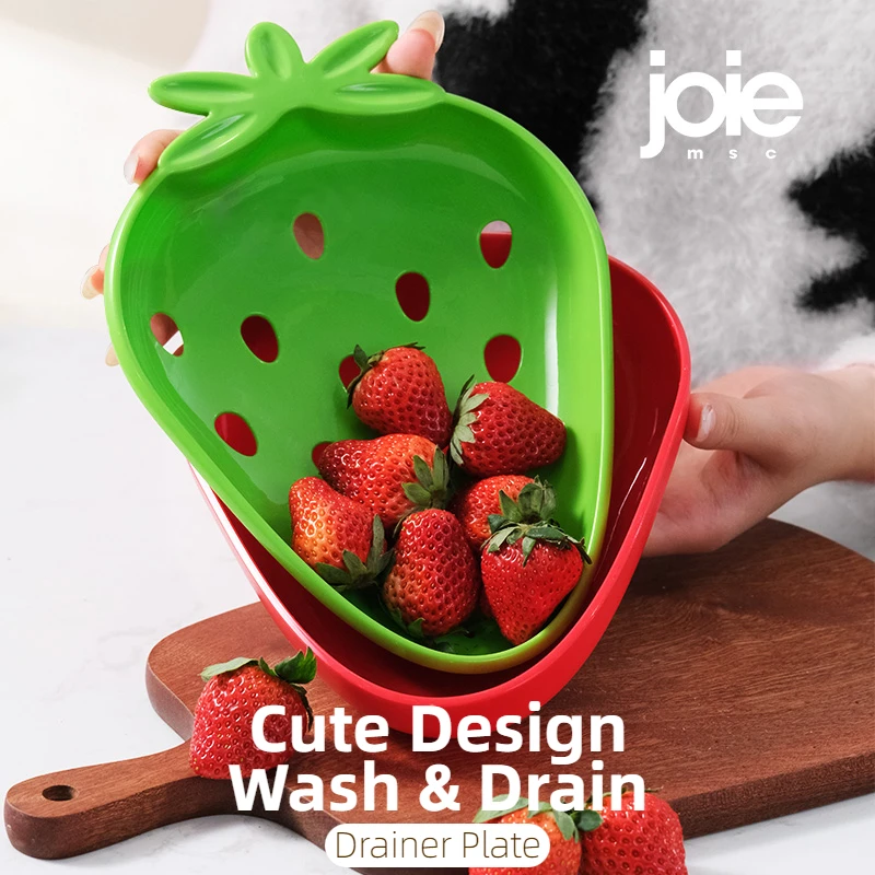 joie Berry Plate Fruit Washing and Draining Basket Double Layer Cute Kitchen Plasti Multifunctional Fruit Plate kitchen tools