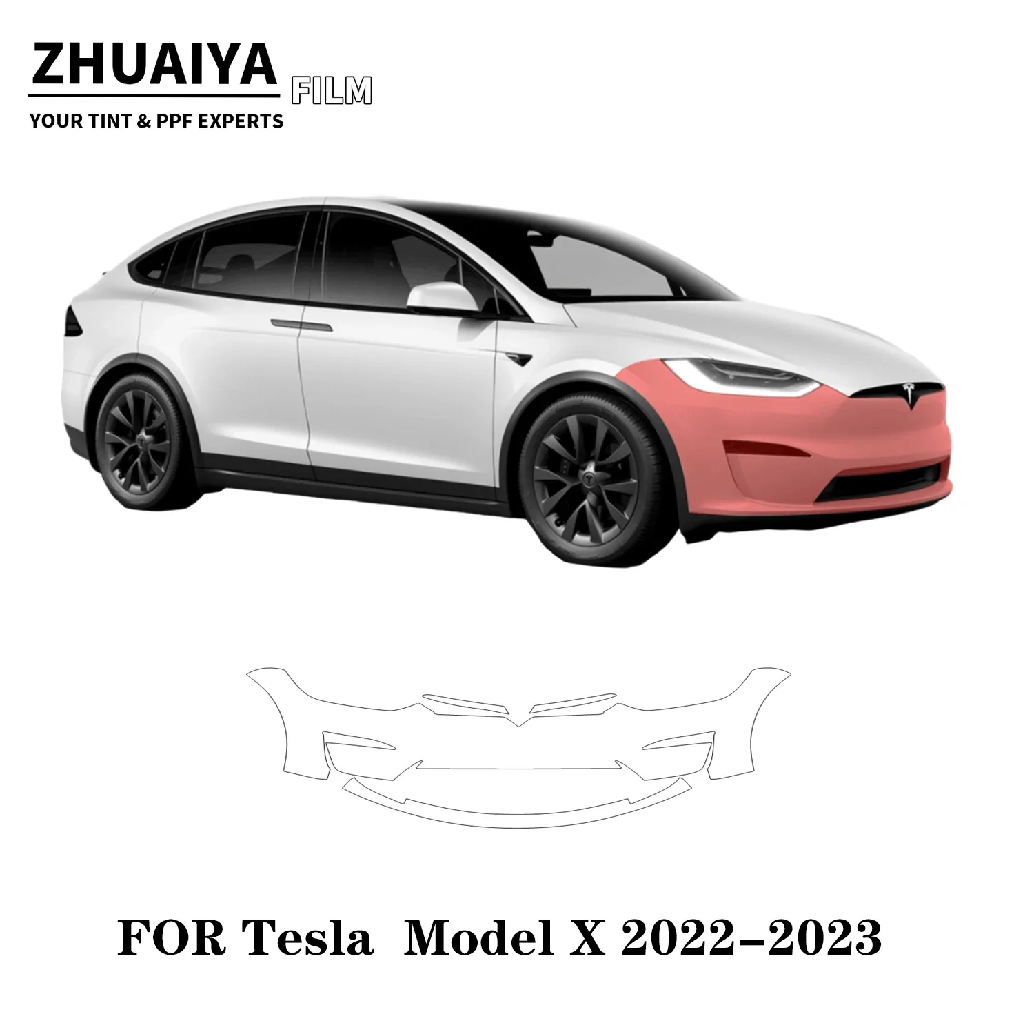 

Защитная пленка для переднего бампера Tesla Model X PPF 8mil 2022 2023 2024
