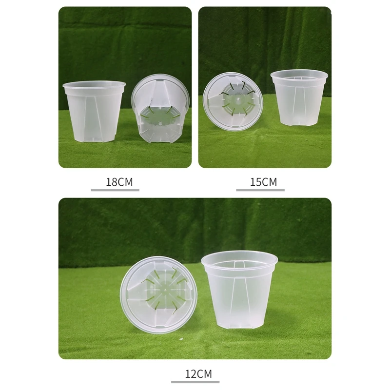 Clear Pot 12/15/18cm Breathable Slotted Clear Plastic Plant Pot Indoor Succulent Herb Planter flower pot plant pot