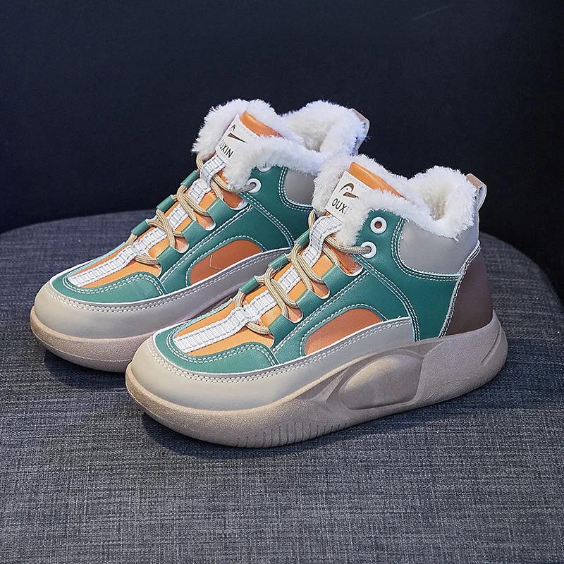 Women's Winter Sports Shoes 2022 New In Furry Warm Sneakers Woman Comfort Skateboard Shoes Ankle Snow Boots Zapatillas Comodas