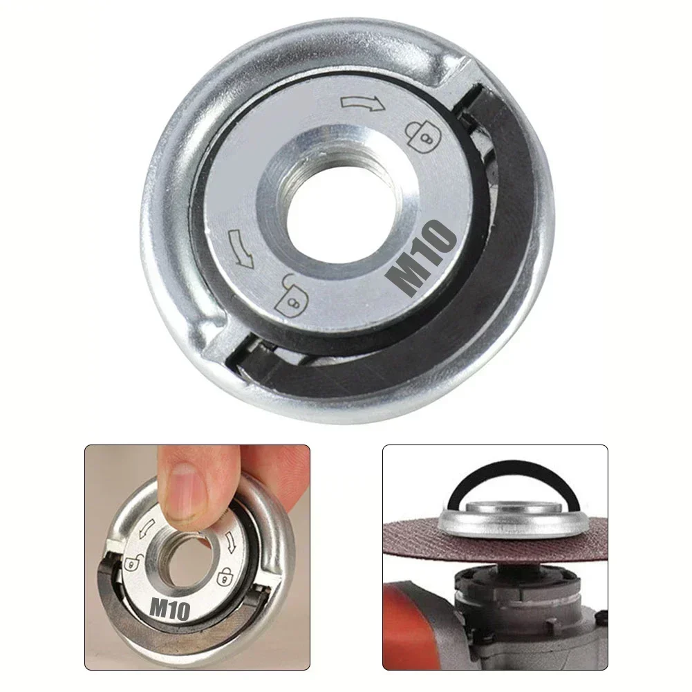 Angle Grinder Nut 1pcs M10 For 100 Type Angle Grinder Quick Release Self-Locking Grinder Pressing Plate Flange Nut Power Chuck Tools