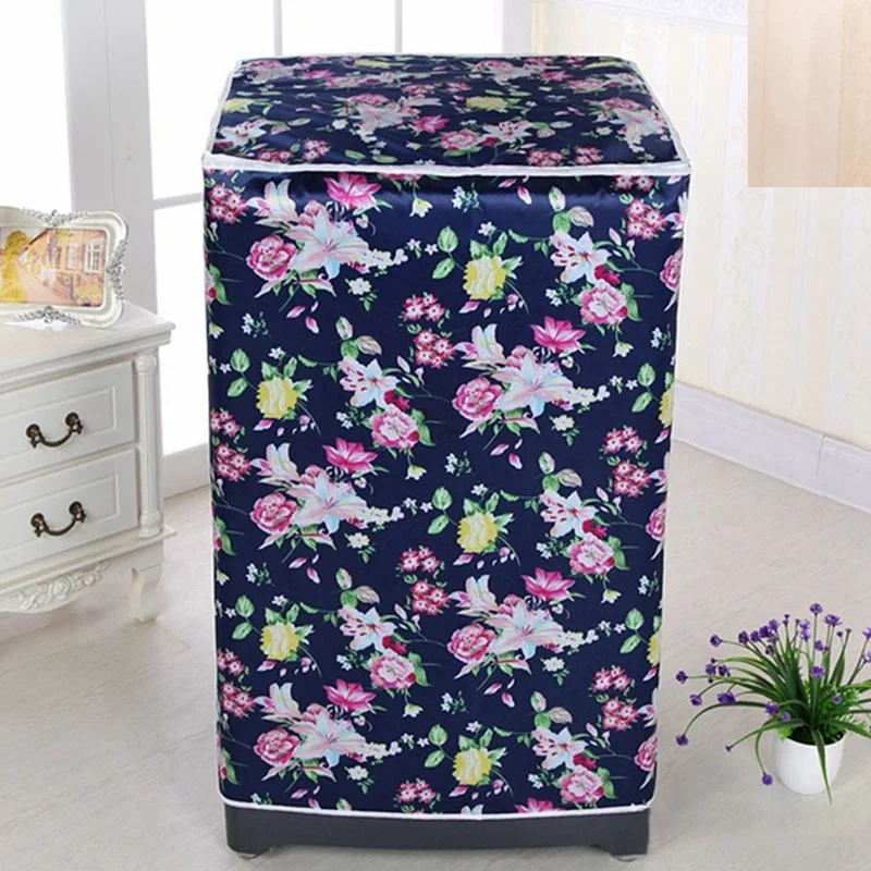 Washing Machine Cover Cartoon Waterproof Dryer Cover Sunscreen Passport Cover Coated Silver Protection Case Zippered Roller Dustproof
