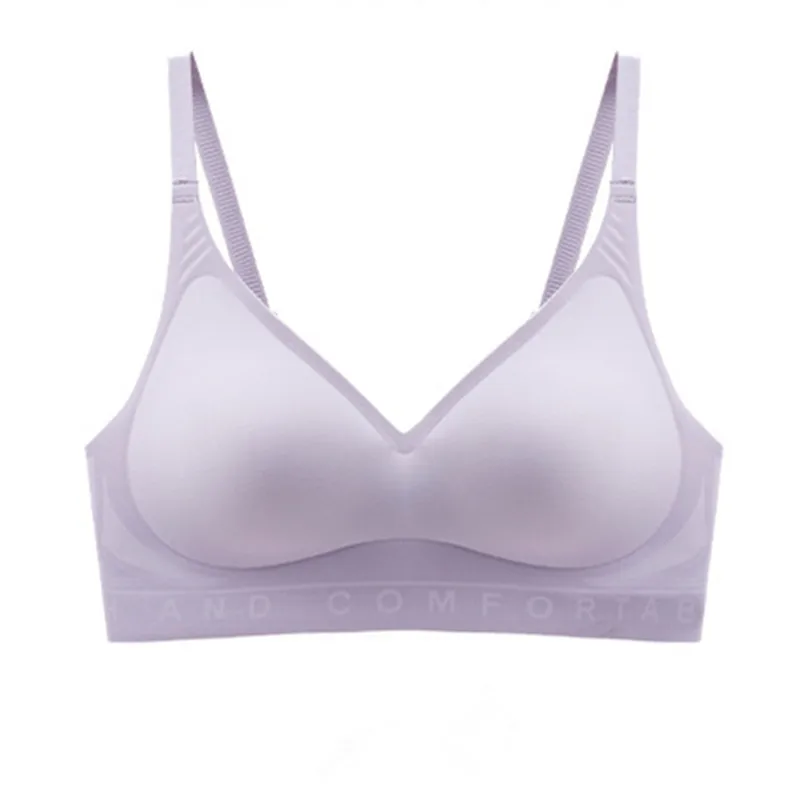 

New fixed cup soft support letter without steel ring jelly strip silicone seamless underwear gathering Comfortable bra