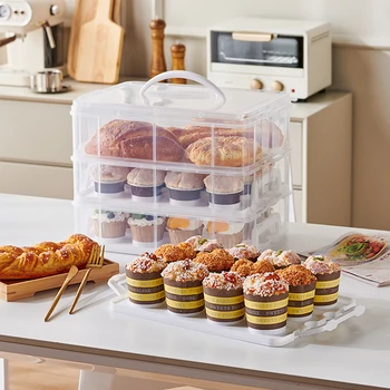 1-2 Tier Transparent Cupcake Storage & Carrier Box with Handle 1