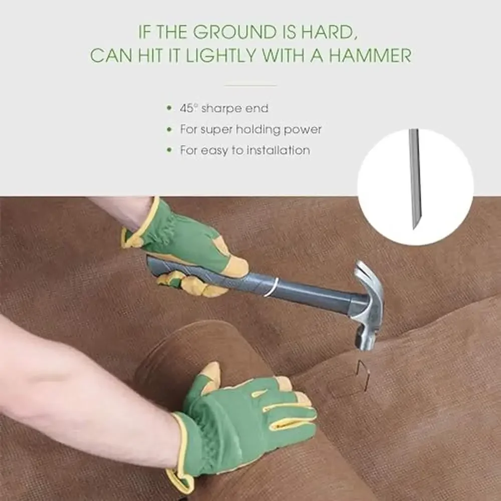 12-Inch Anti-Rust Galvanized Landscape Staples Stakes 50 PCS Secure Ground Cover and Gardening