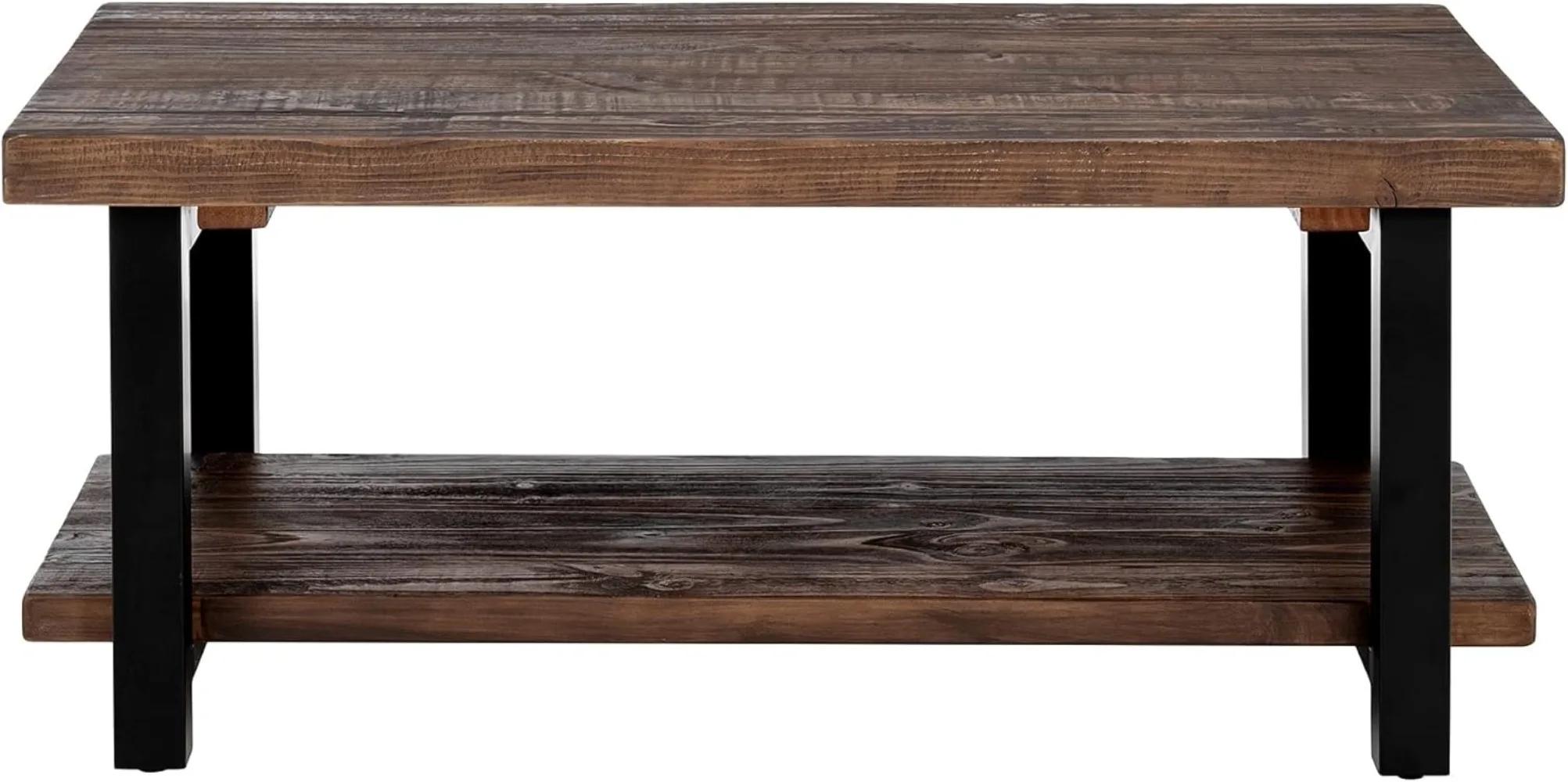 Alaterre Furniture Pomona Rustic Industrial Modern Vintage Metal and Solid Wood Coffee Table, Easy Assembly - Image 4