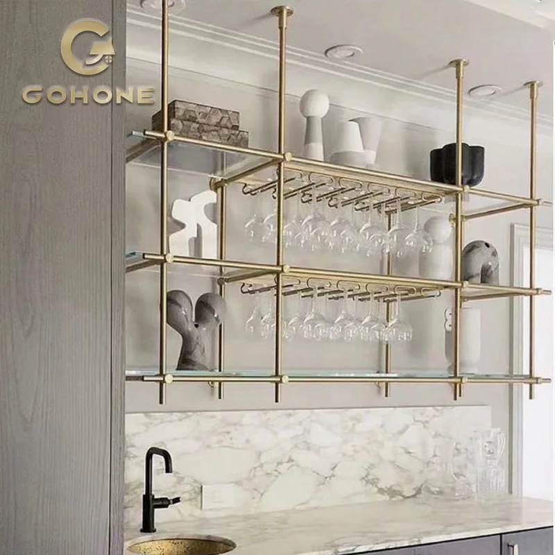 Aluminum alloy multi-layer storage rack hanging wine rack kitchen floor-to-ceiling bar wall decoration display stand