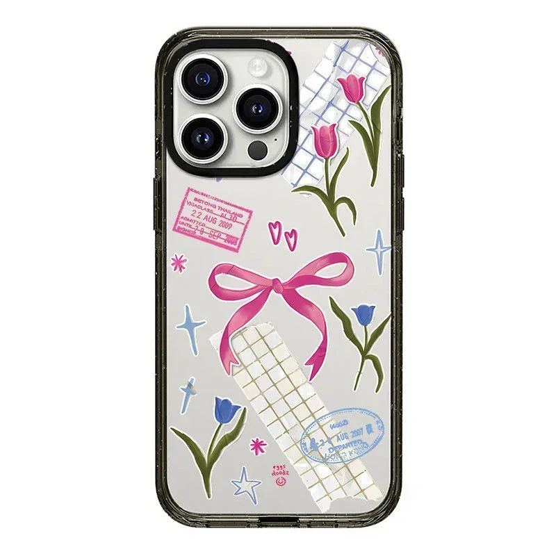 

Upgrade Acrylic Border Flower Bowknot Phone Case Cover for IPhone 11 12 13 14 15 Pro Max Case for IPhone 14 Pro Max