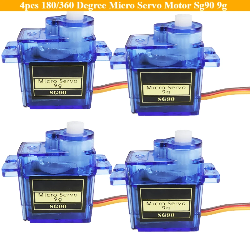 4pcs 180/360 Degree Micro Servo Motor Sg90 9g Mini Servos Motor Kit ...