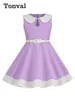 Tonval Peter Pan Collar Keyhole Front Sleeveless Summer Princess Dress for Girls 2023 New In Baby Kids Vintage Dresses 1