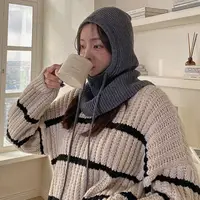 Knitted Soft Women Balaclava Hat Fashion Fake Collar Hooded Hat Neck Collar Warmer Beanies Cap Ear Protection Bonnet Hooded Caps - Image 3