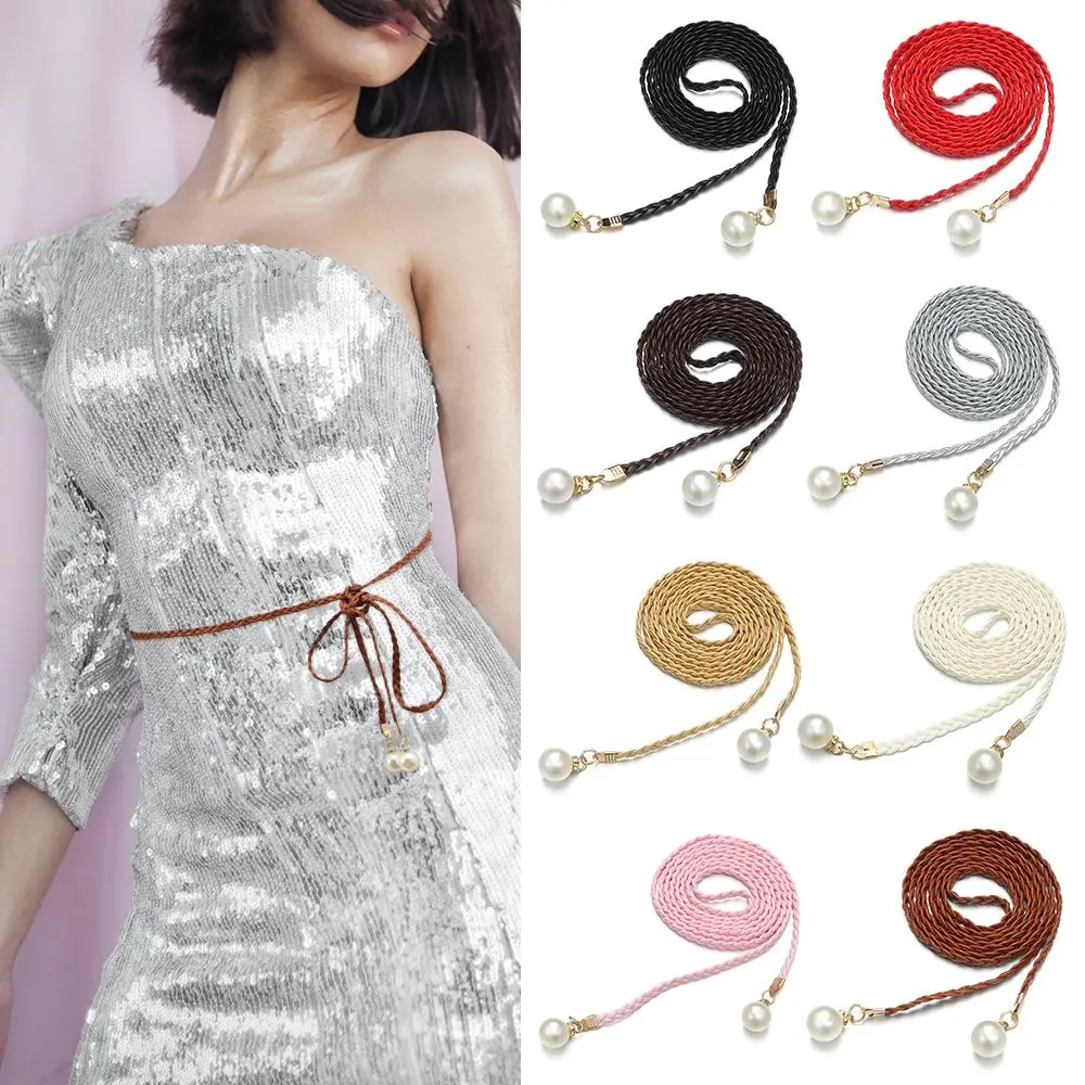 Bohemia Clothing Collocation Apparel Accessories Dress Up Self-Tie Rope Belt Leather Hemp Rope Thin Belts Waist Belt