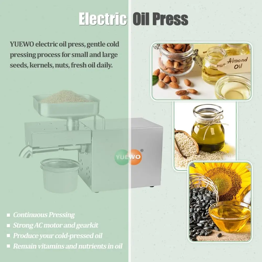 Kitchen Oil Press Machine Electric Automatic Oil Press Extractor Organic Oil Expeller for Avocado Coconut Flax Peanut Castor 2
