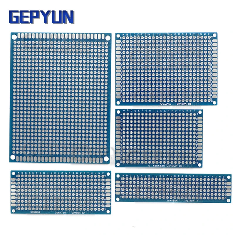 1pcs 2x8cm 3x7cm 4x6cm 5x7cm 7x9cm Double Side PCB Board Gepyun Universal Printed Circuit Board For Arduino Experimental Blue