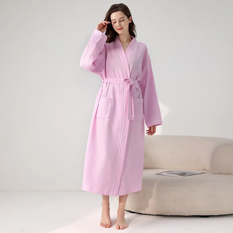 Cotton Waffle Kimono Couples Sauna Clothing New Water Uptake Robe Men And Women Quick-drying Bathrobe Hotel Spa Robes