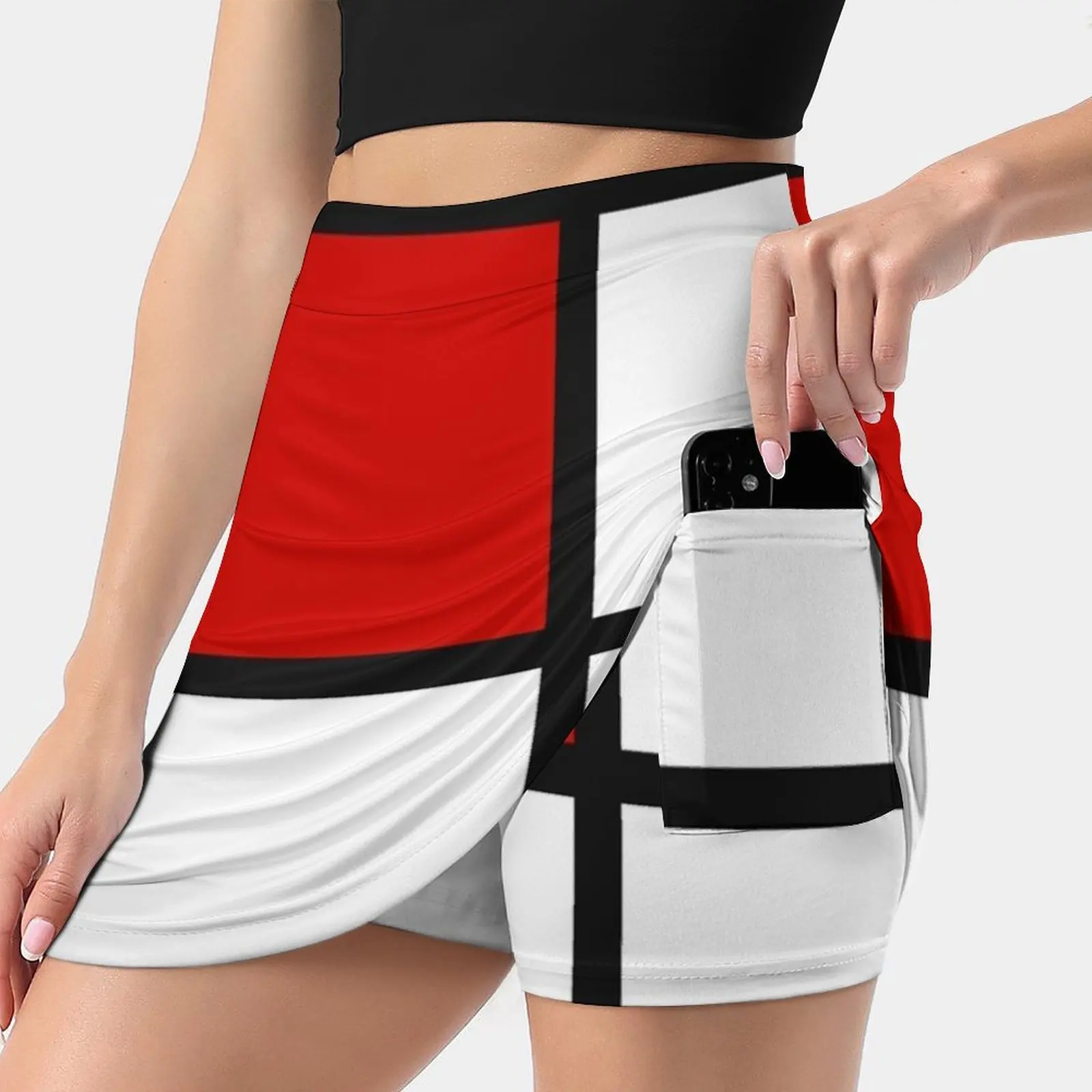 

De Stijl #1 (в стиле Mondrian) Женская юбка со скрытым карманом, теннисная юбка, юбки для гольфа, юбки для бадминтона, юбки для бега De