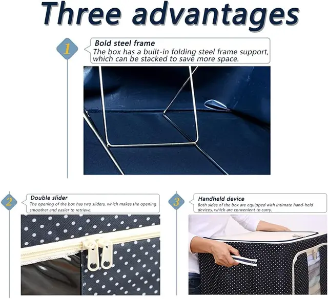 Storage Box Oxford Cloth Clothing Storage Box Finishing Box Storage Box Folding Multi Functional Dormitory (Set of 2) Latitude Run Color: Navy, Size