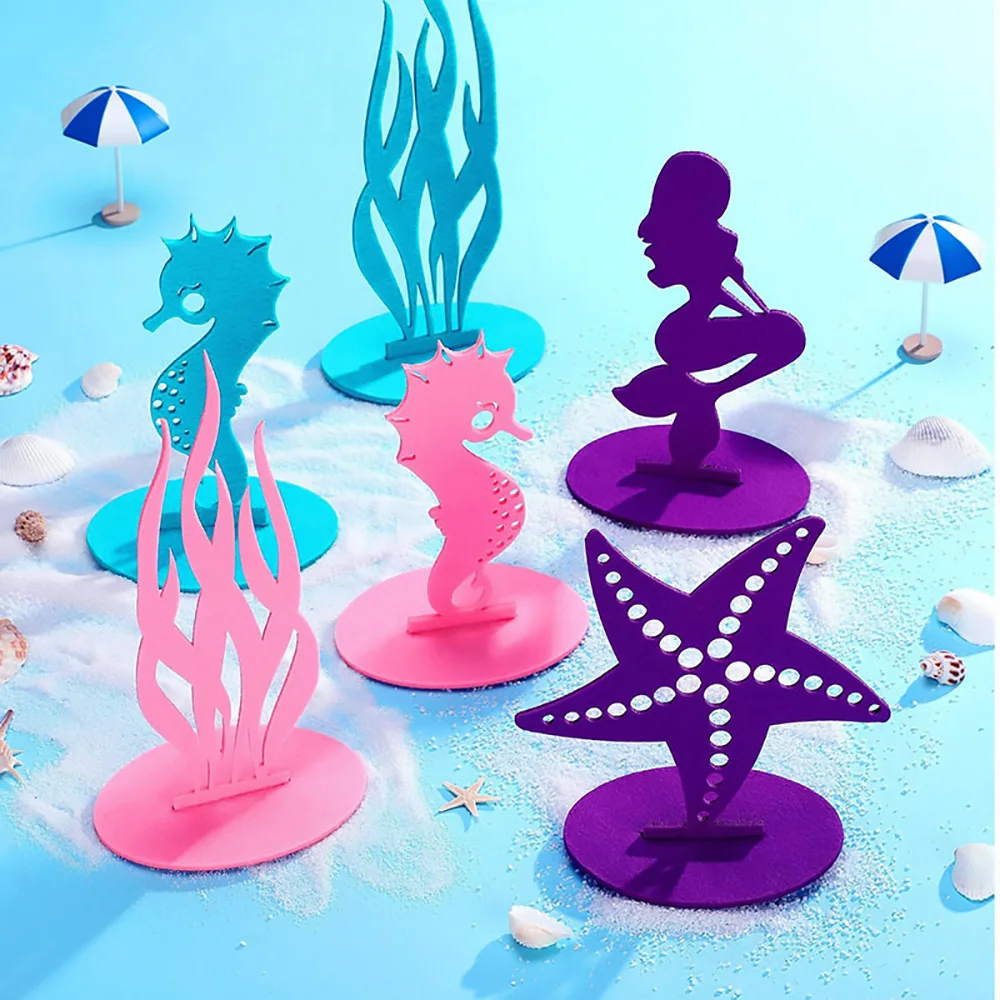 2pcs DIY Felt Table Centerpiece Mermaid Party Decoration Under The Sea  Animal Party Balloons Birthday Baby Shower Girl