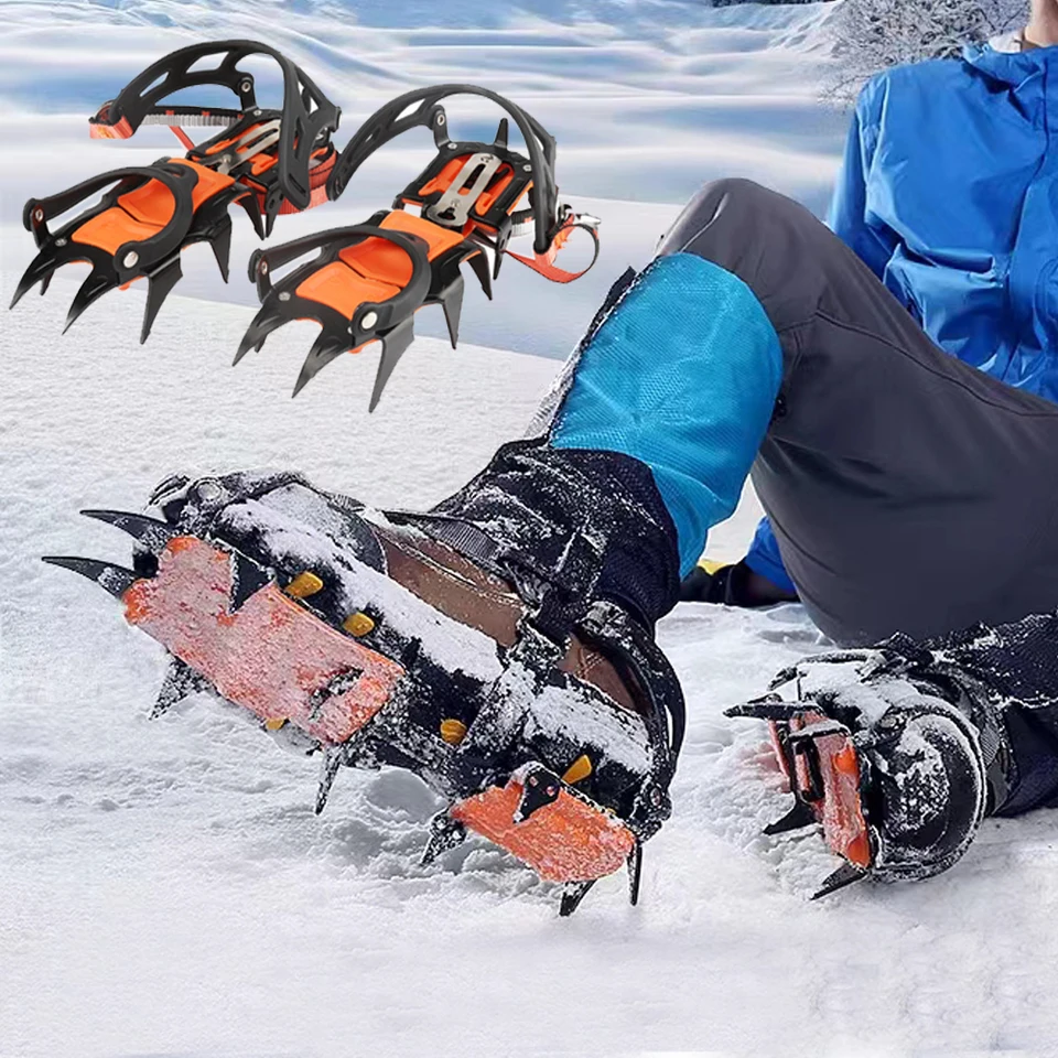 Crampones profesionales para agarres de nieve y hielo Cleats Escalada al  aire libre de invierno Senderismo Pesca Fundas antideslizantes para zapatos  Spikes