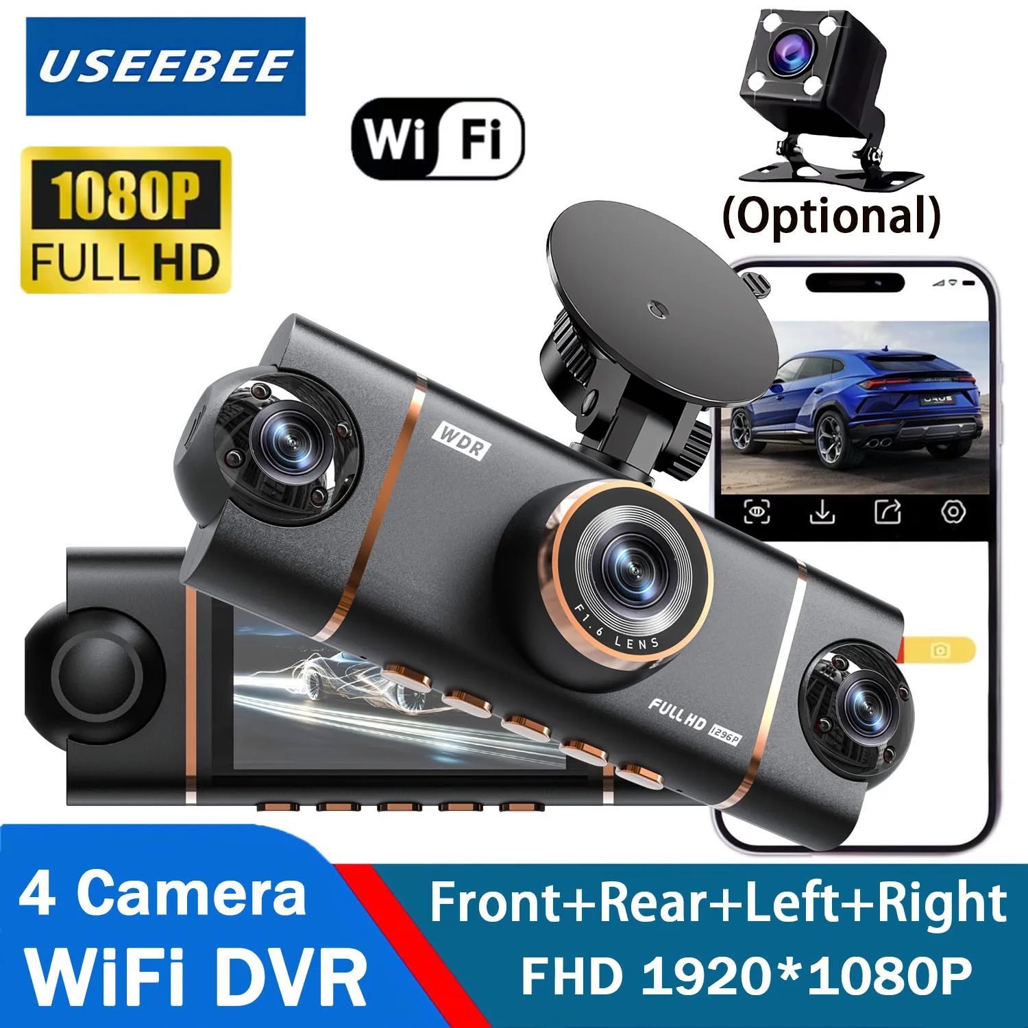 4 caméras Dash Cam voiture DVR WiFi HD 1080P enregistreur vidéo 4 canaux vue avant arrière Vision nocturne boîte noire DVR pour la sécurité du véhicule 1 4 caméras Dash Cam voiture DVR WiFi HD 1080P enregistreur vidéo 4 canaux vue avant arrière Vision nocturne boîte noire DVR pour la sécurité du véhicule 1