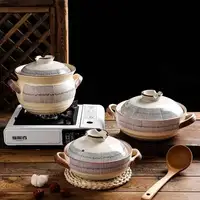 Casserole de cuisine rétro japonaise avec couvercle, poêle à Leurs oût, soupe en céramique, cuisson, bomicrophone optique, pots astronomiques 2