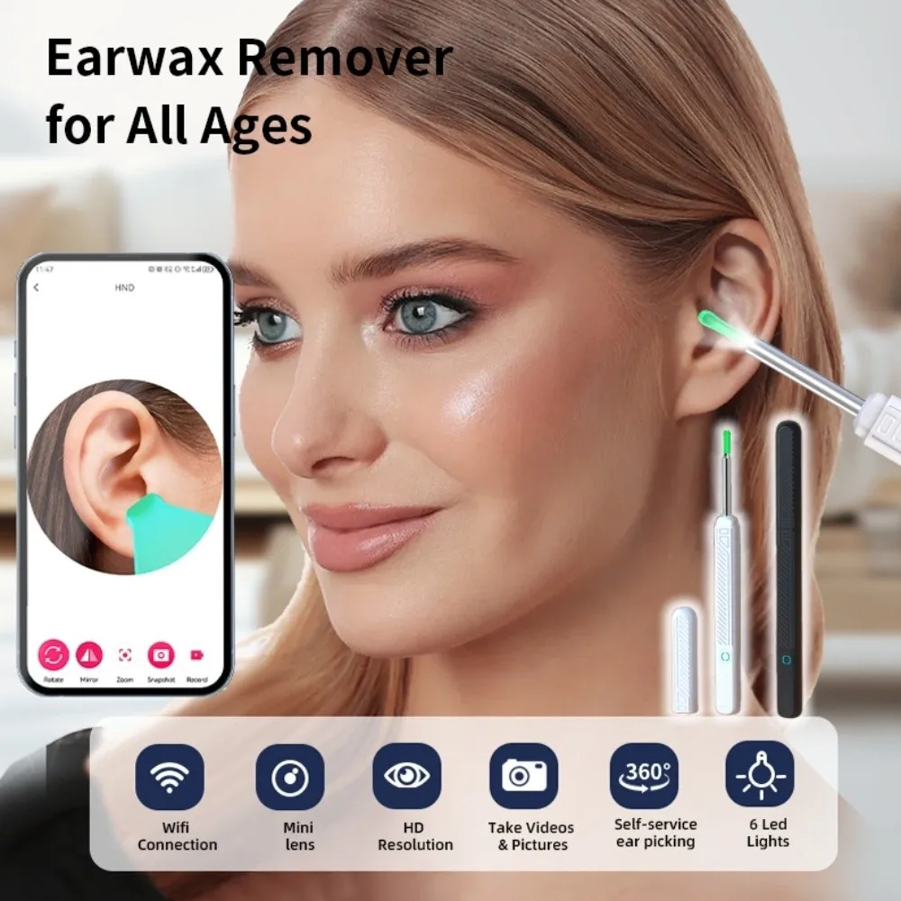 Mobile App Visual Ear Cleaner Wireless USB Charging Ear Wax Cleaner Safe LED Lights Earwax Removal Endoscope Ear Care