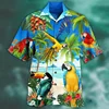 Men's Casual Shirts Parrot 3d Print Shirts Men Fashion Hawaiian Shirt Beach Blouses Short Sleeve Blouse Vocation Lapel Shirt Boy 1