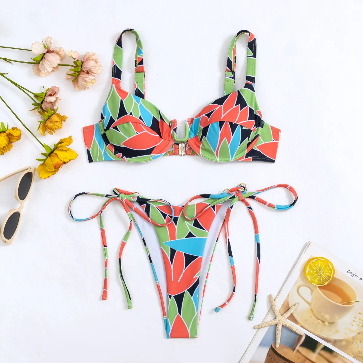Women Swimsuit Push Up Bikini Underwire Swimwear Feminine Bikinis Set Print Beachwear Two Piece Bath Suit Trikini Dropshipping
