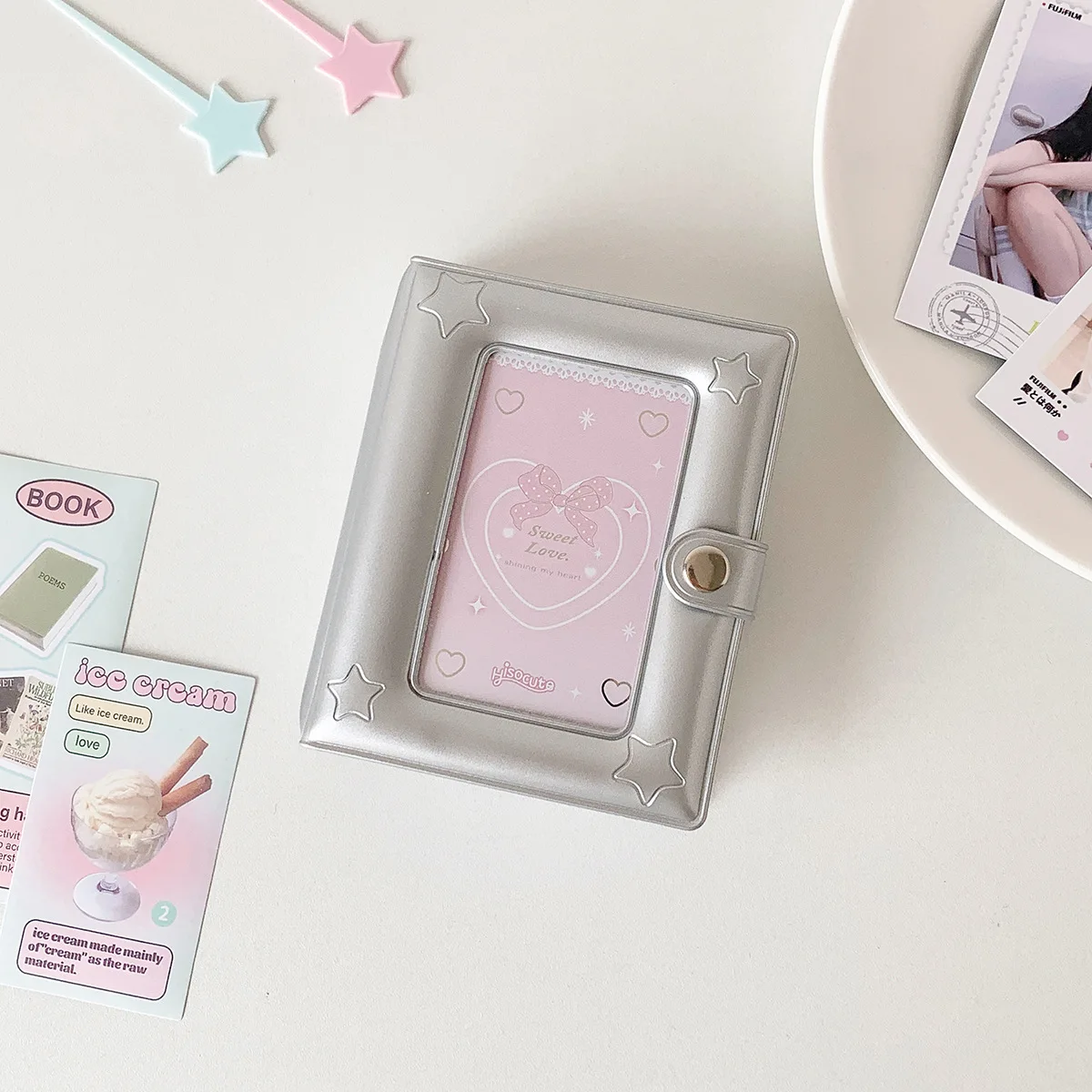 INS Koreanische Mode Einfarbig Stern Transparent Druckknopf Karte Album Nette Mädchen Idols 3 Zoll Foto Lagerung Album Polaroid rahmen – Detail 13
