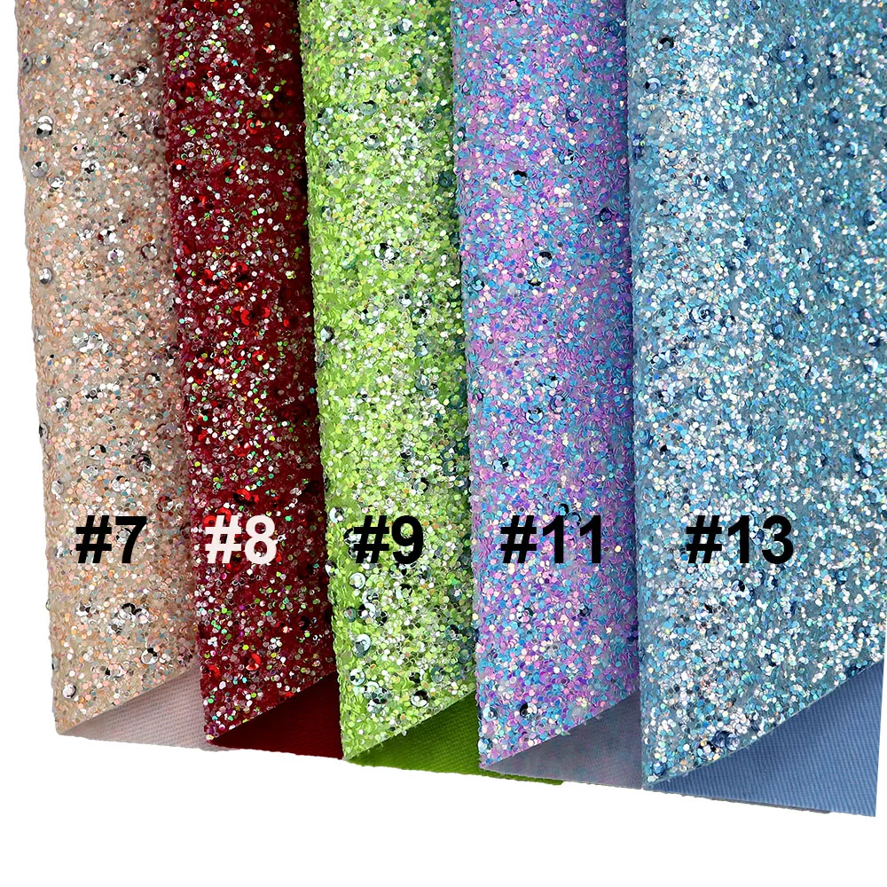 Multicolour Purpler Chunky Glitter Fabric Leather With Twill Backing Material For Bows Earring Bags DIY Sewing Craft F0129