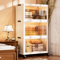 Large Double Door Kitchen Cabinets Folding Storage Box Home Living Room Toy Storage Cabinets Multi-layer Kitchen Storage Box GM 1