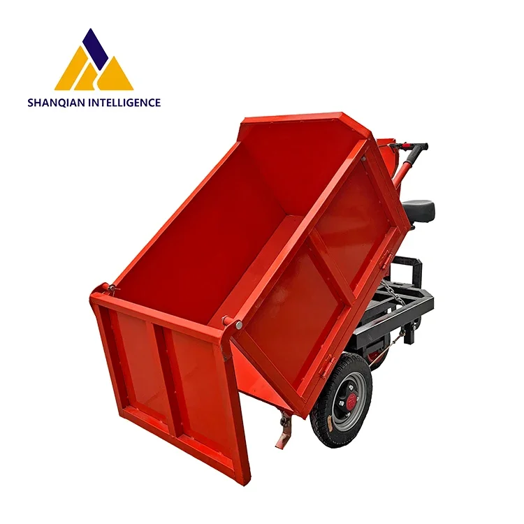 Shanqian High Quality Battery Hand Push Dump Cart Powered Dump-overland Carts Garden Trolley For Construction Site