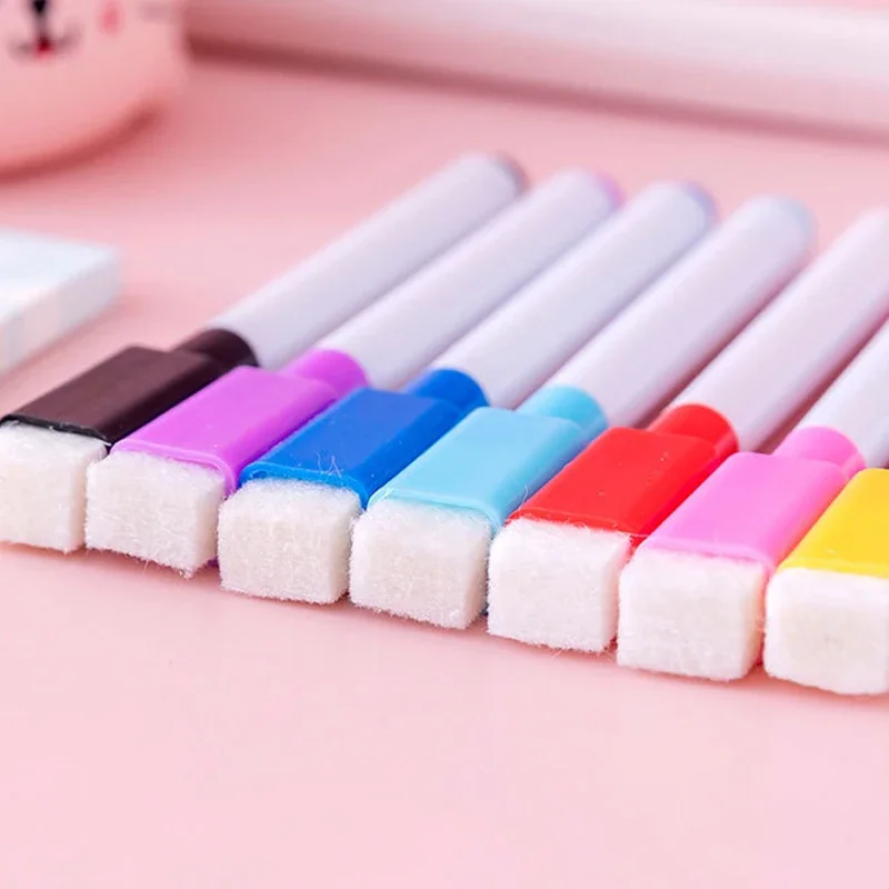 Erasable Washable Colorful Black Core Multi Color White Board Pen Creative Environment-friendly Small Erasable Pen with Brush