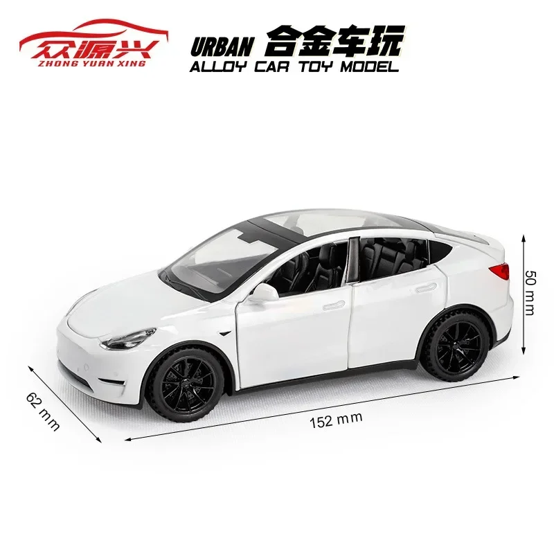 1:32 Tesla Model Y Pull Back Sound and Light Simulation Alloy Car Model Children's Toy Car Ornament Alloy Car Model 4
