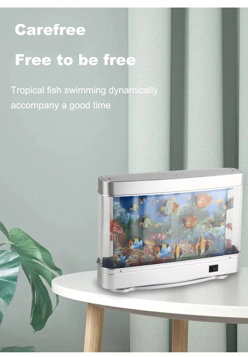 Artificial Tropical Fish Tank Lamps Aquarium Decor Virtual Ocean in Motion Night Light For Children Halloween Christmas Gift Toy